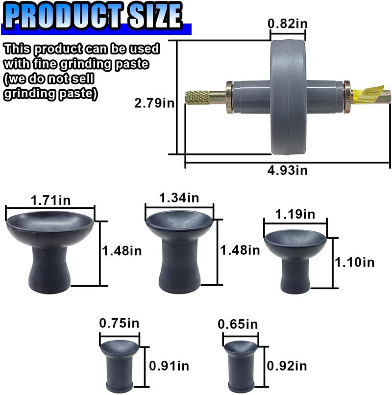 BDZMC Universal Valve Lapping Tool Kit with 5 Suction Plates, Valve Grinding Attachment Tool for Small Engines and Drills, Operating Speed 1000-1250 RPM, Automotive Valve Lapper Kit - Image 2